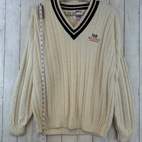 VTG Nutmeg Cable Knit Major League Baseball Players Alumni Sweater Size Large - Picture 13 of 15